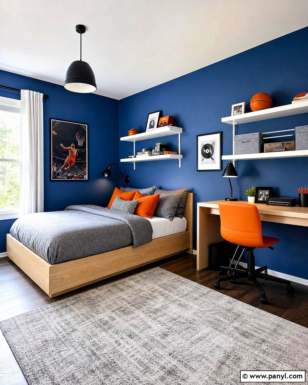 Royal Blue Walls With Orange Accents - 20 royal blue walls