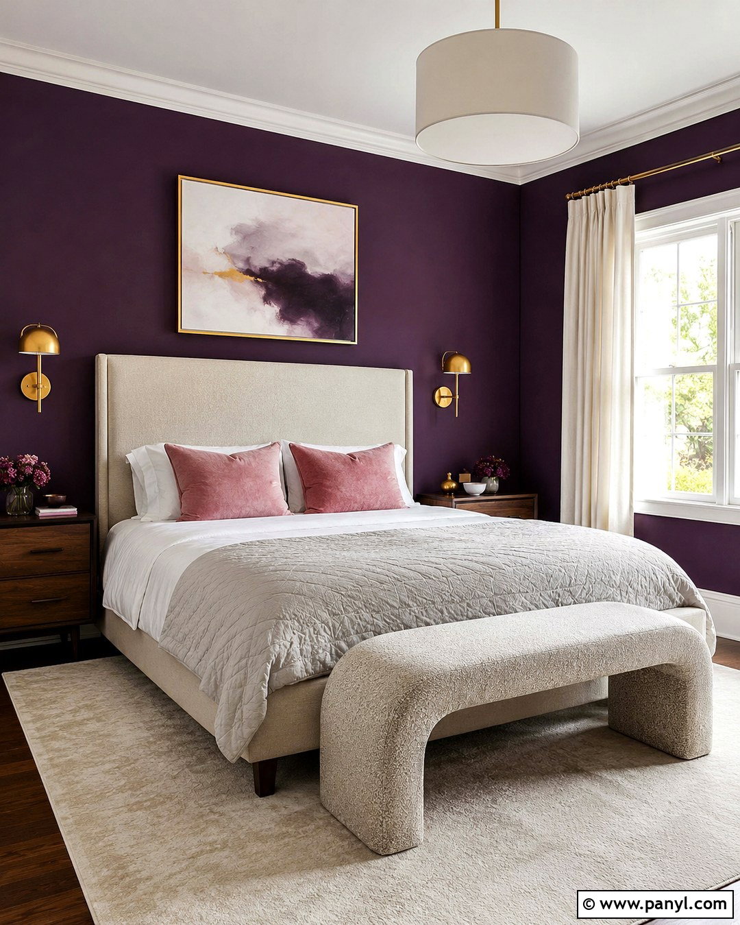Royal Purple Bedroom Headboard Wall - 20 Royal Purple Wall Ideas