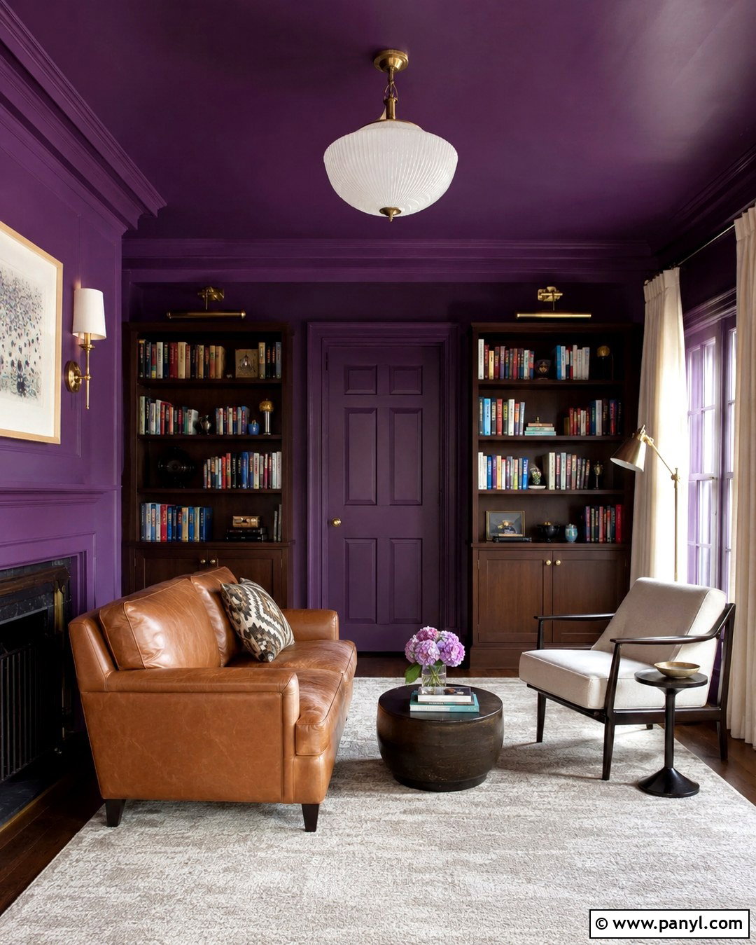 Royal Purple Color Drenched Room - 20 Royal Purple Wall Ideas