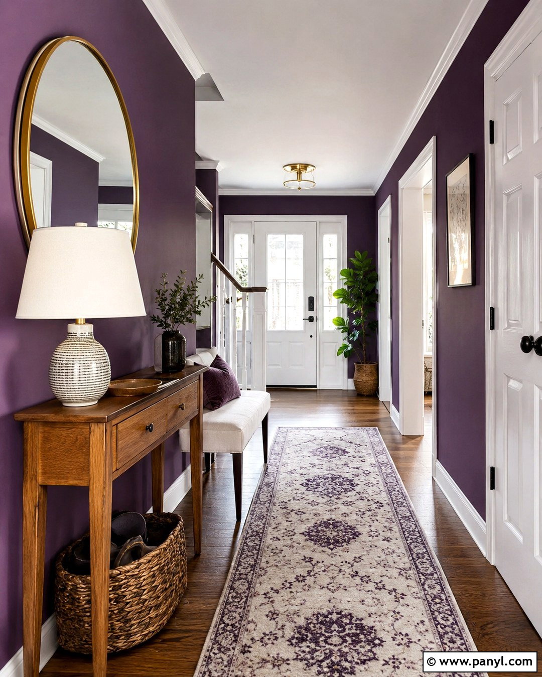 Royal Purple Entryway With White Trim - 20 Royal Purple Wall Ideas