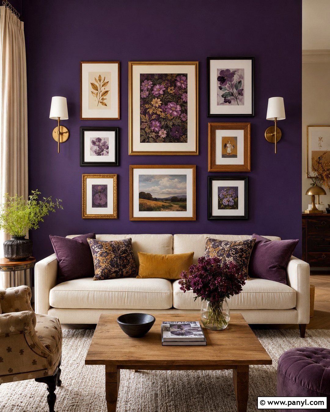 Royal Purple Gallery Wall - 20 Royal Purple Wall Ideas