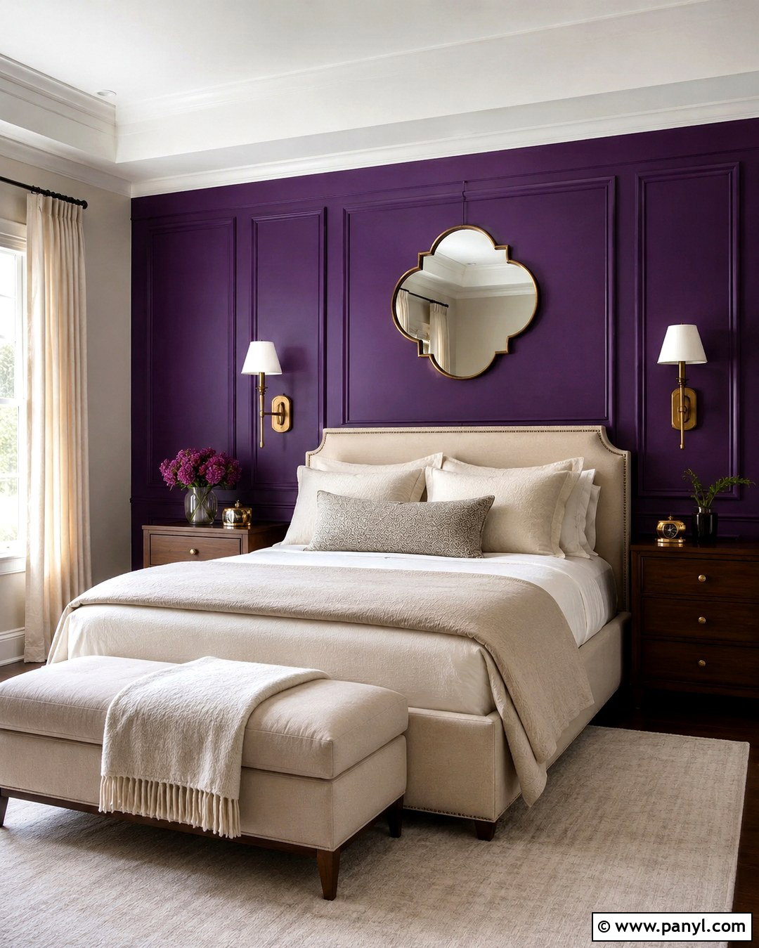 Royal Purple Paneled Wall - 20 Royal Purple Wall Ideas