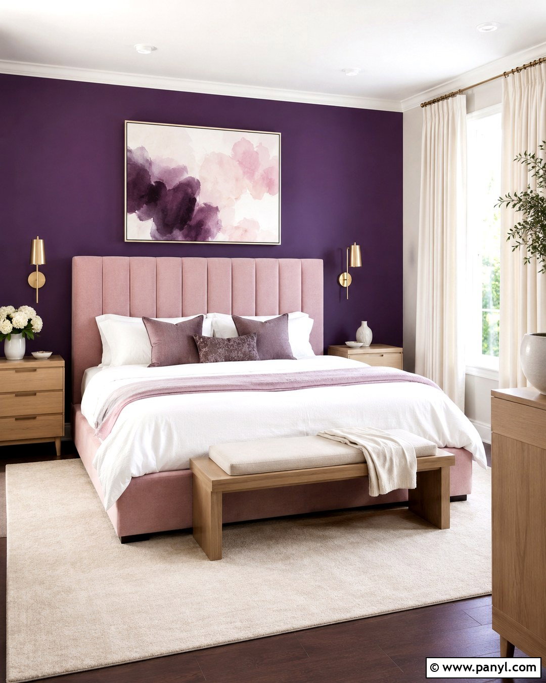 Royal Purple Wall With Blush Pink - 20 Royal Purple Wall Ideas