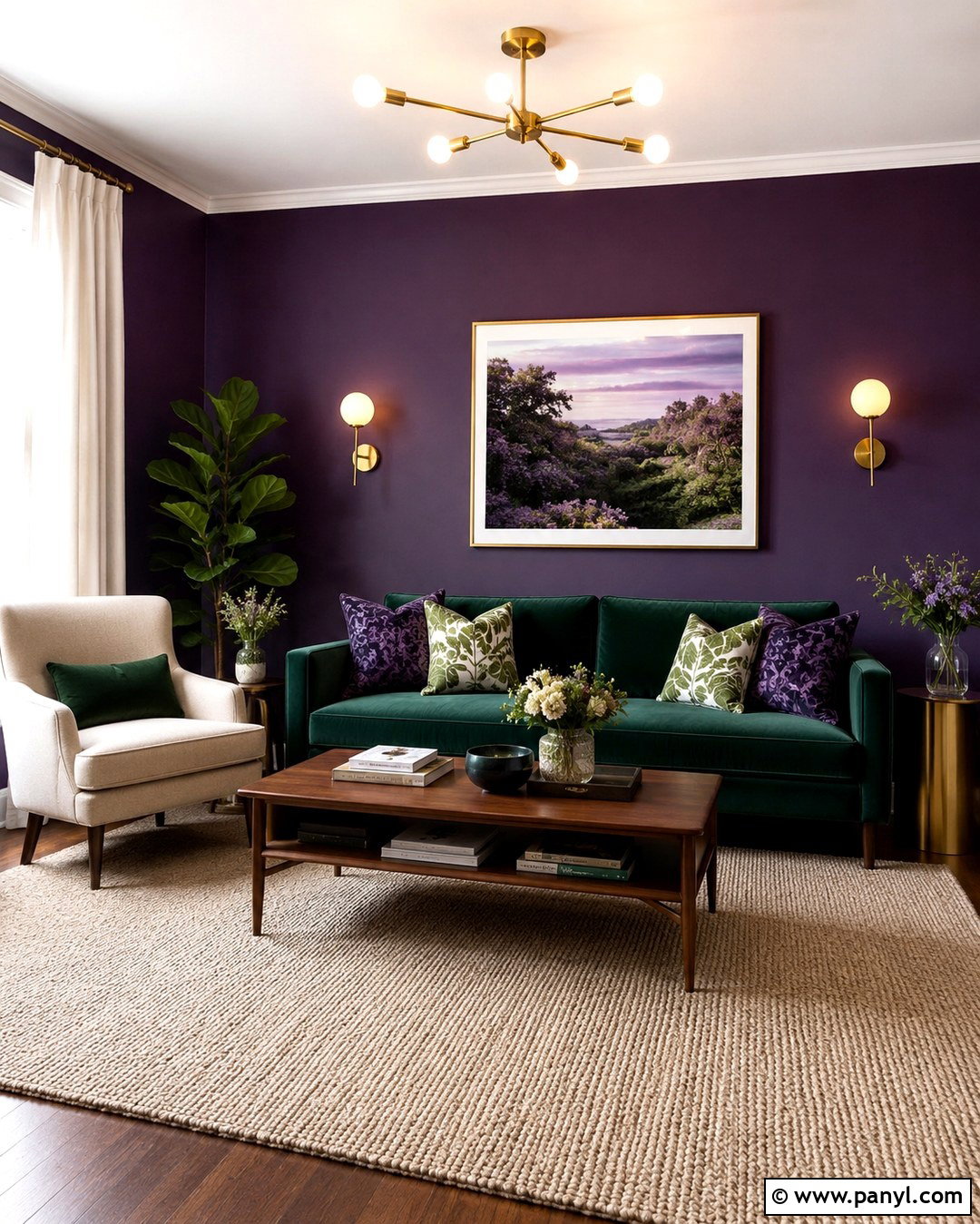 Royal Purple Wall With Emerald Green - 20 Royal Purple Wall Ideas