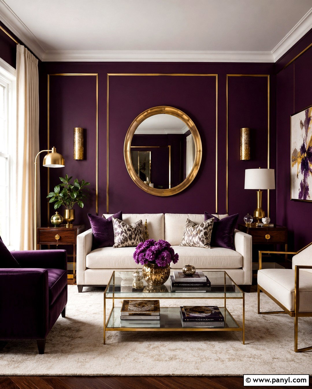 Royal Purple Wall With Gold Accents - 20 Royal Purple Wall Ideas