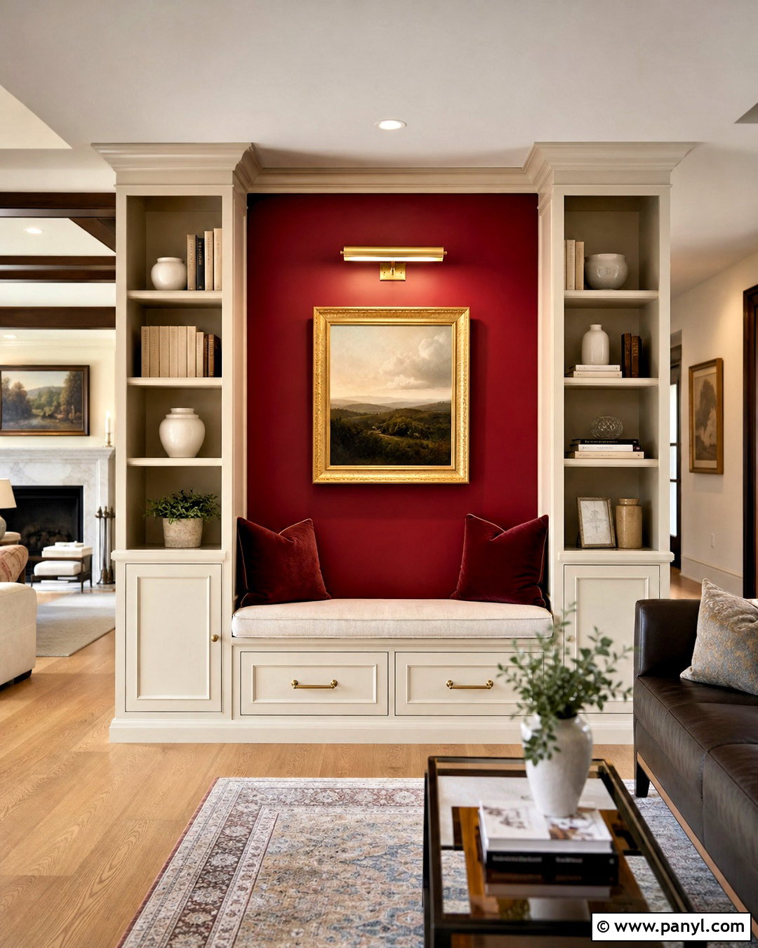 Ruby Red Alcove Paint Wall - 20 royal paint wall design ideas