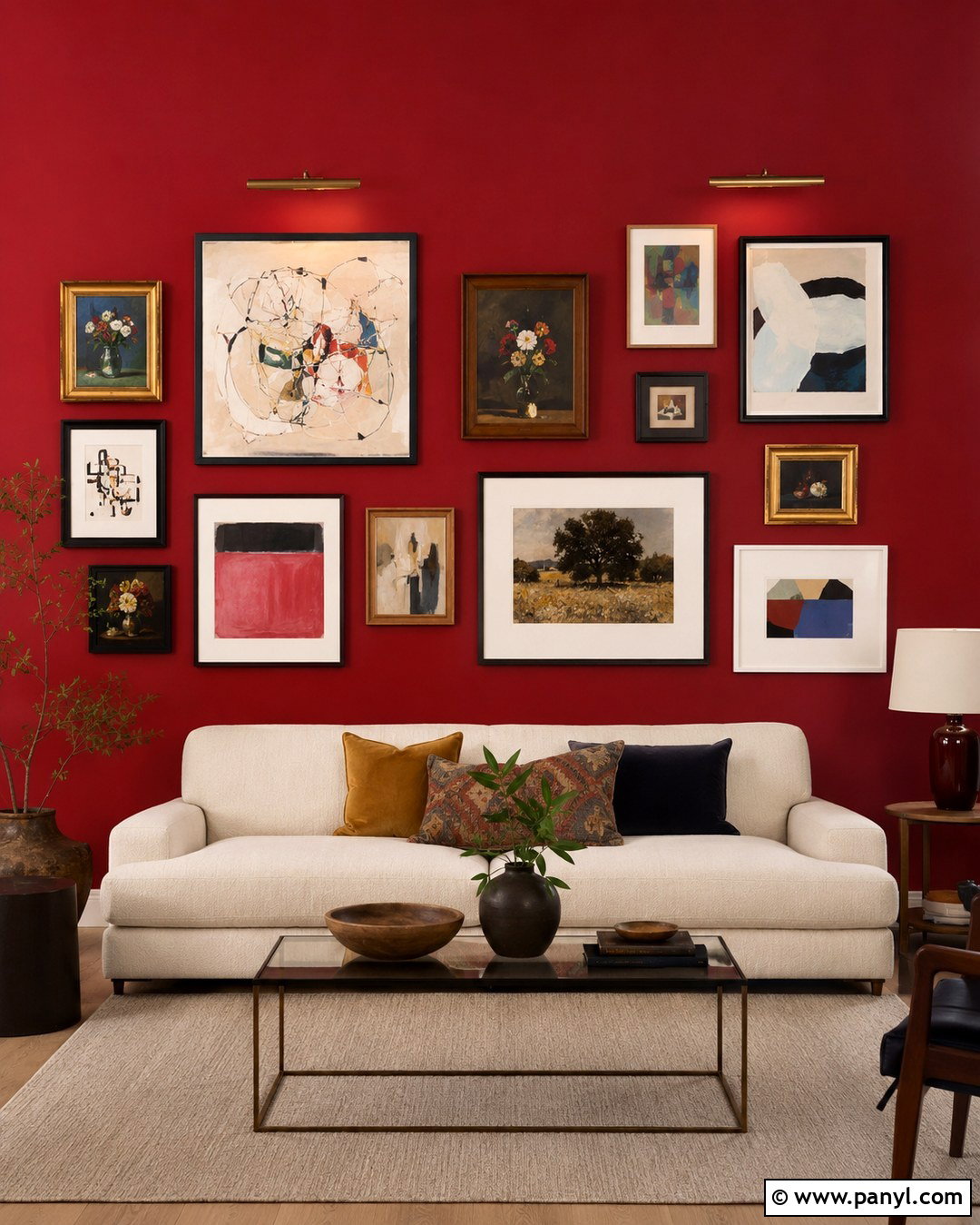 Ruby Red Gallery Wall - 20 Vibrant Red Wall Color Ideas