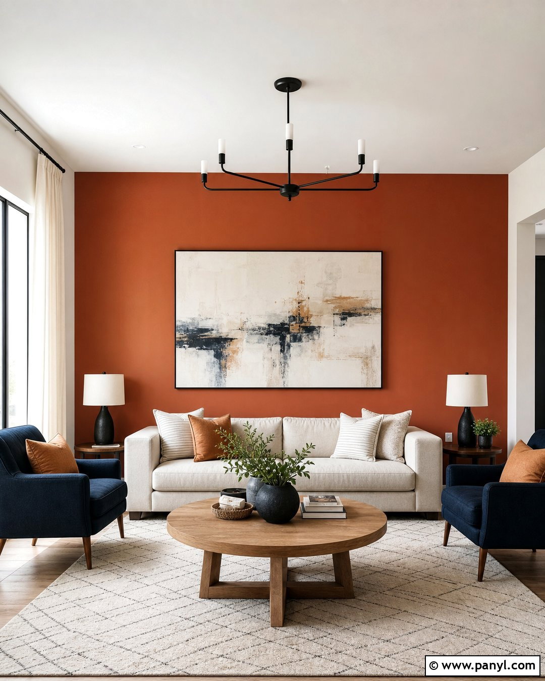 Rust Accent Wall Behind Sofa - 35 rust wall color ideas