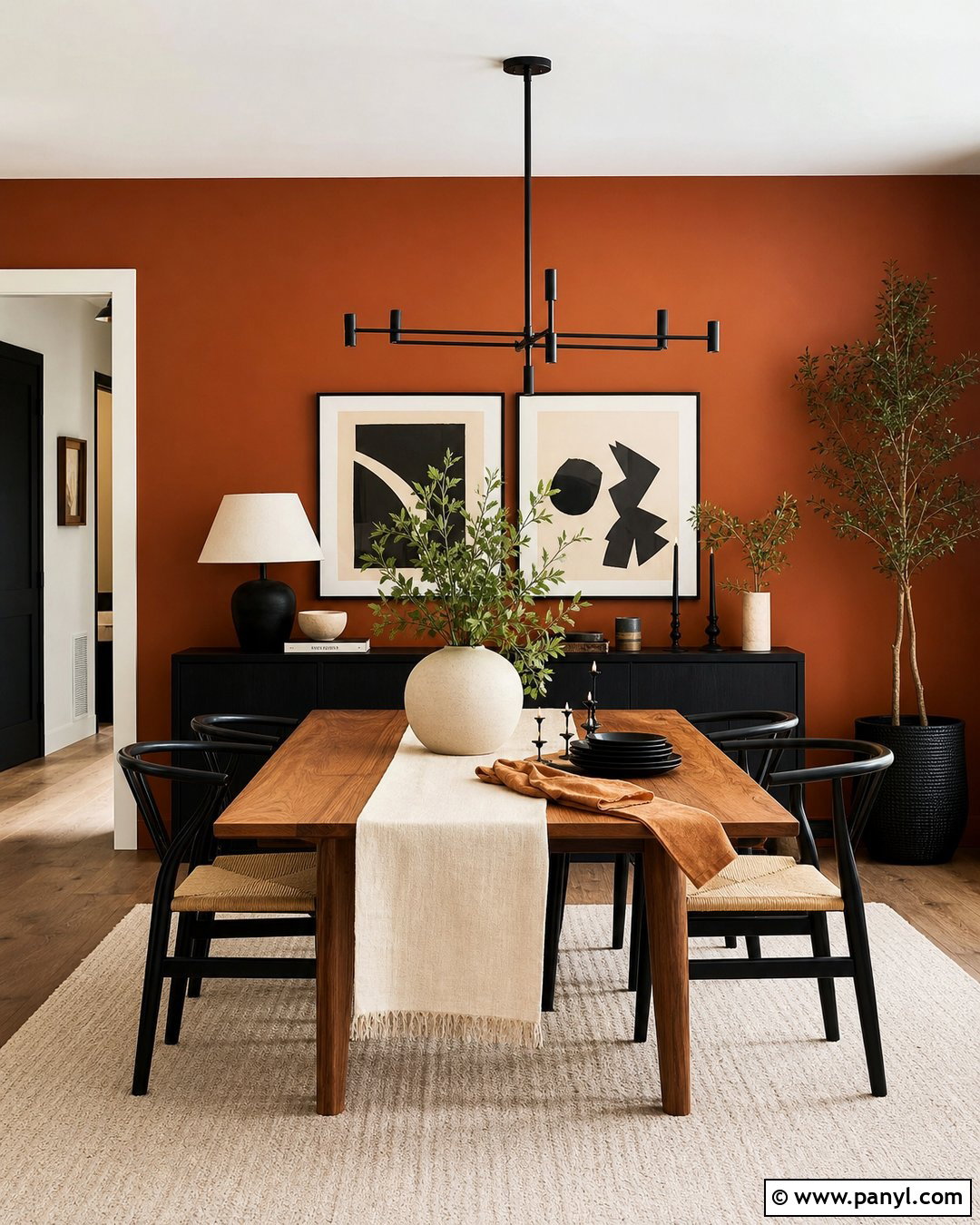 Rust And Black Dining Room Accent Wall - 30 Rust Accent Wall Ideas