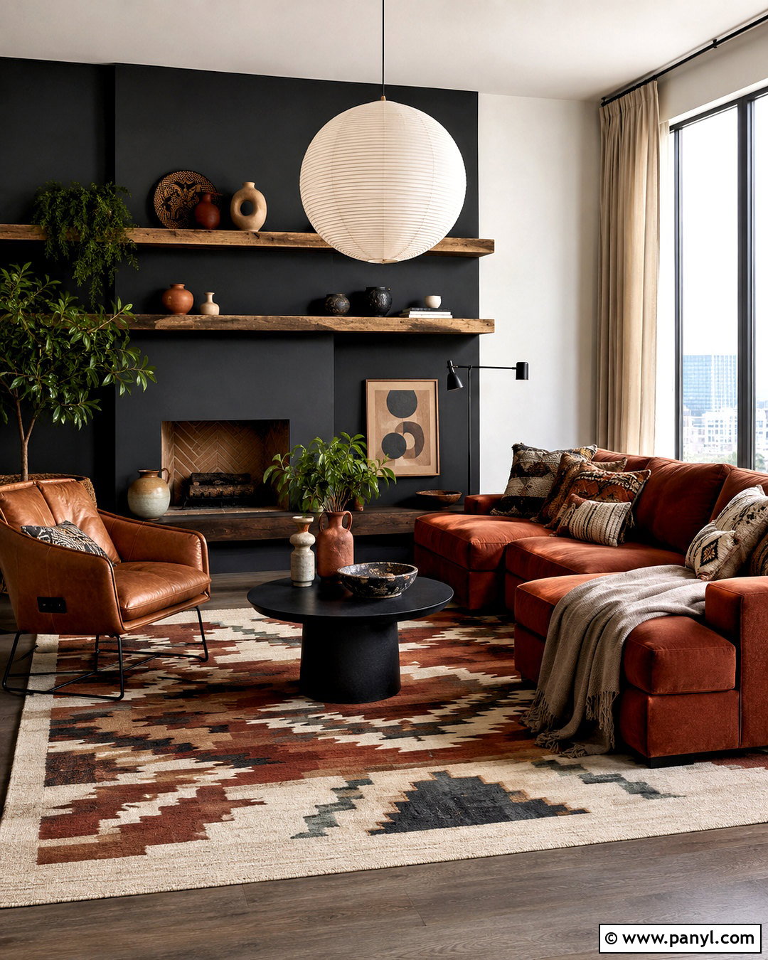 Rust And Charcoal Boho Living Room - 20 boho living room color scheme ideas