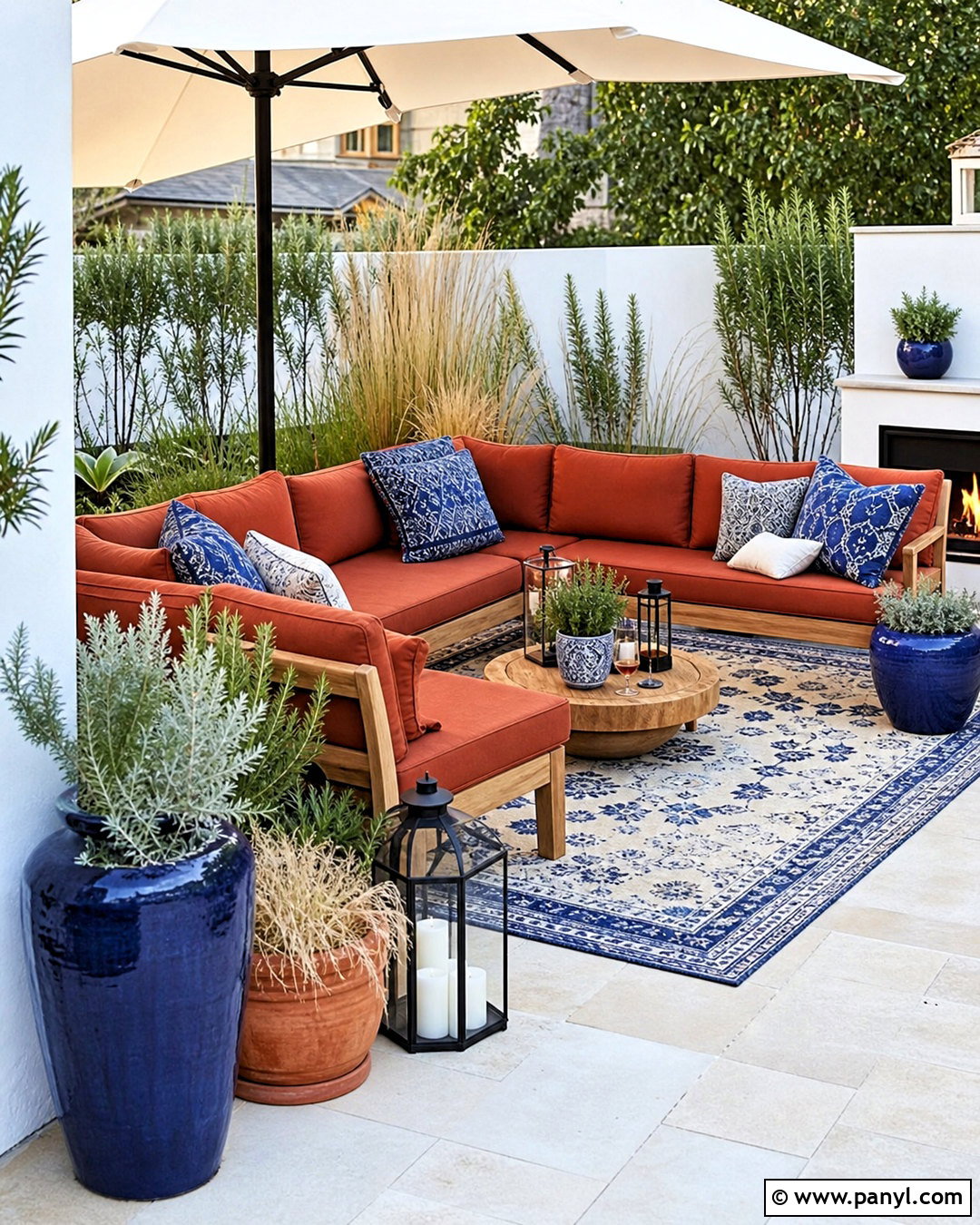 Rust And Cobalt Blue Patio - 20 rust color combinations