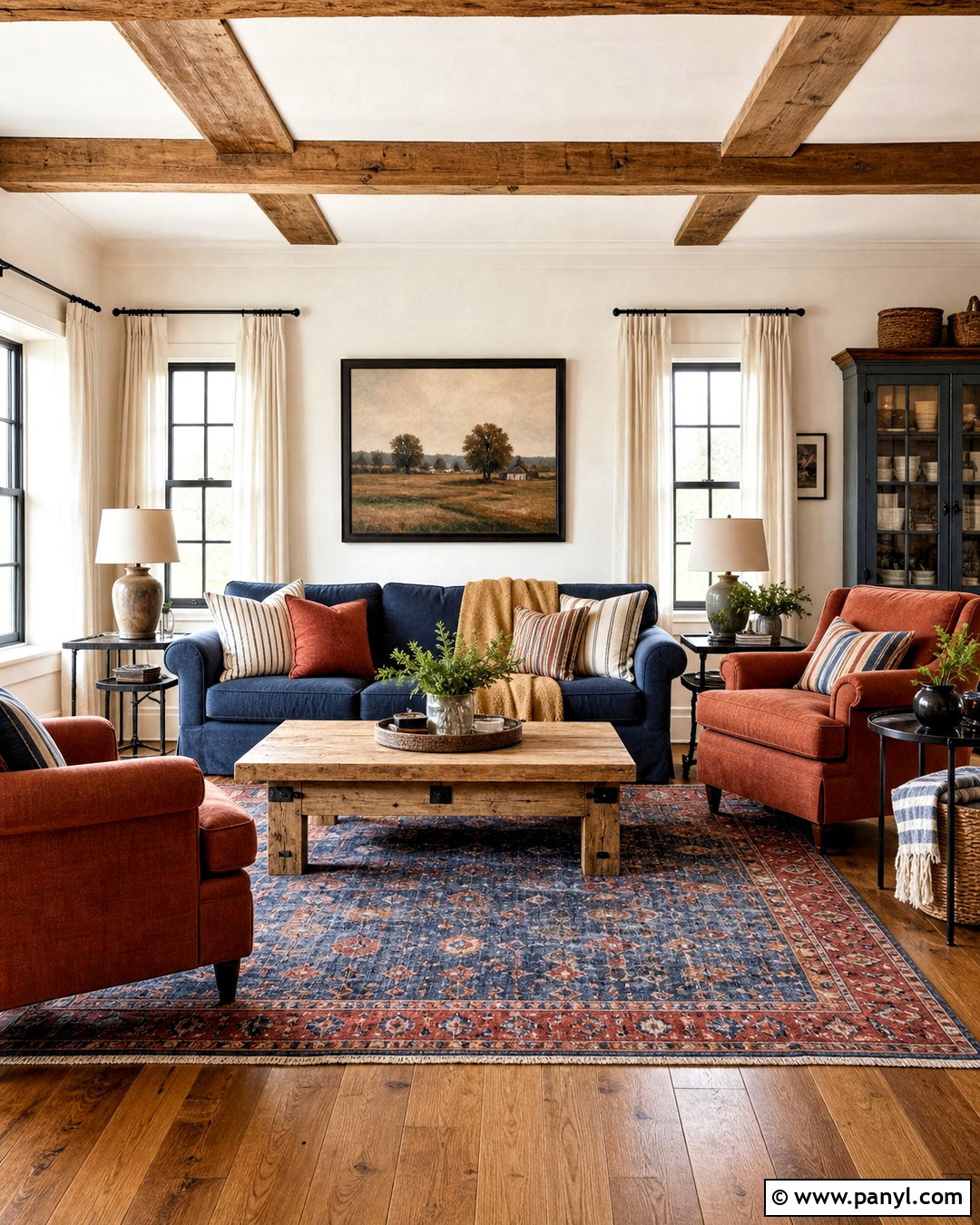 Rust And Denim Farmhouse Living Room Palette - 20 farmhouse color palette living room ideas