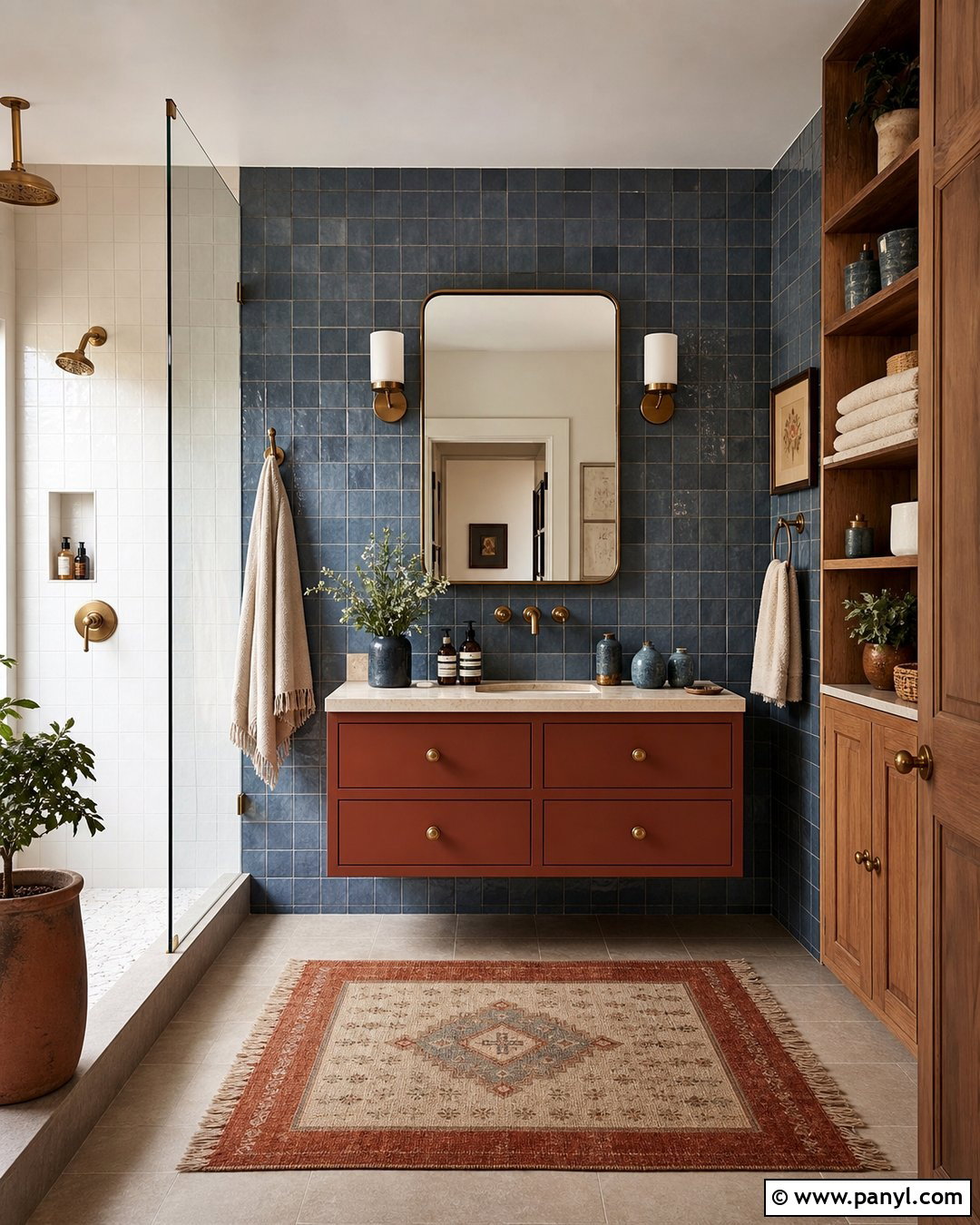 Rust And Dusty Blue Bathroom - 20 Aesthetic Bathroom Color Schemes