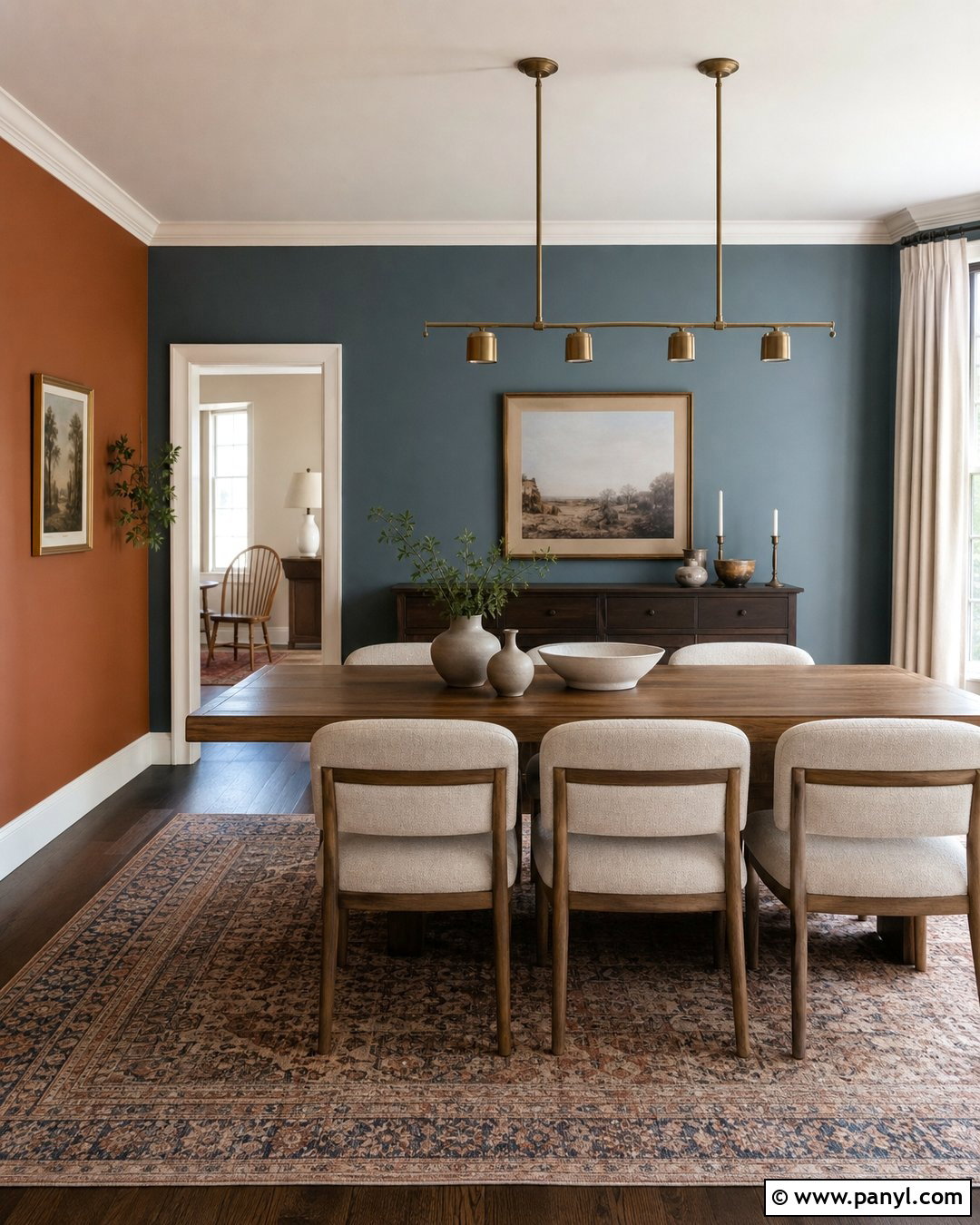 Rust And Dusty Blue Dining Room Walls - 20 Room With Different Colored Walls