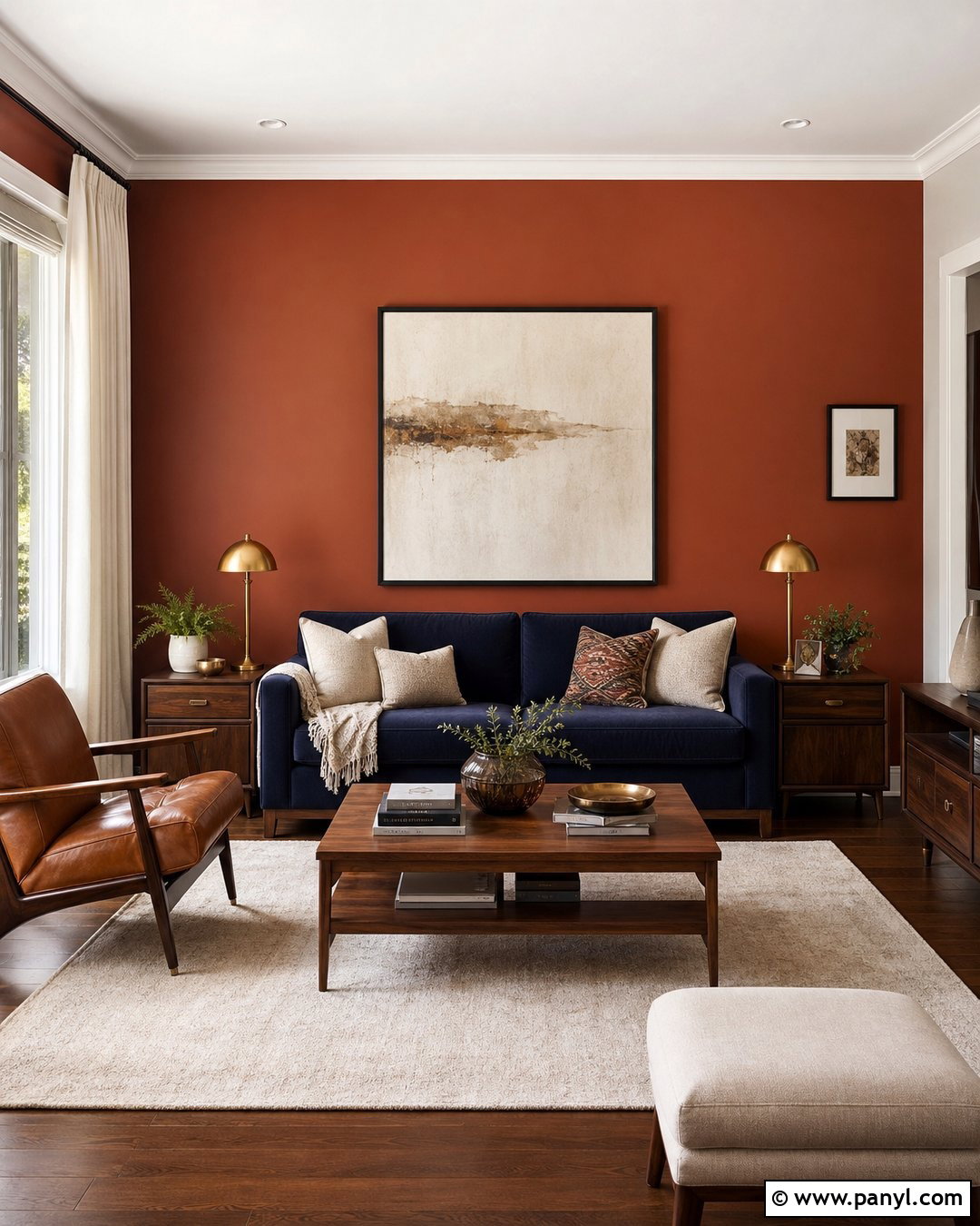 Rust And Navy Living Room Accent Wall - 30 Rust Accent Wall Ideas