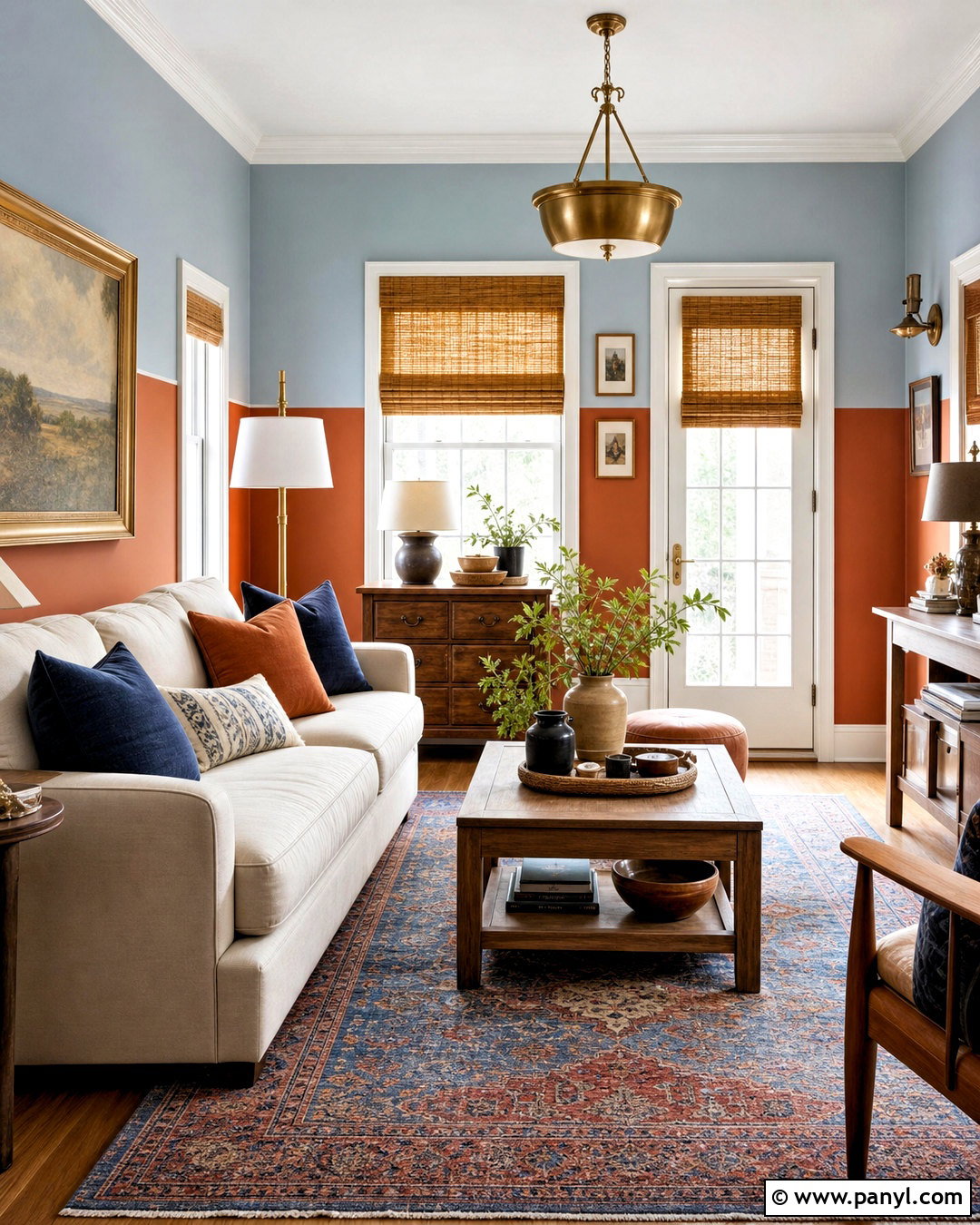 Rust And Pale Blue Split Wall Paint - 20 split wall paint color schemes