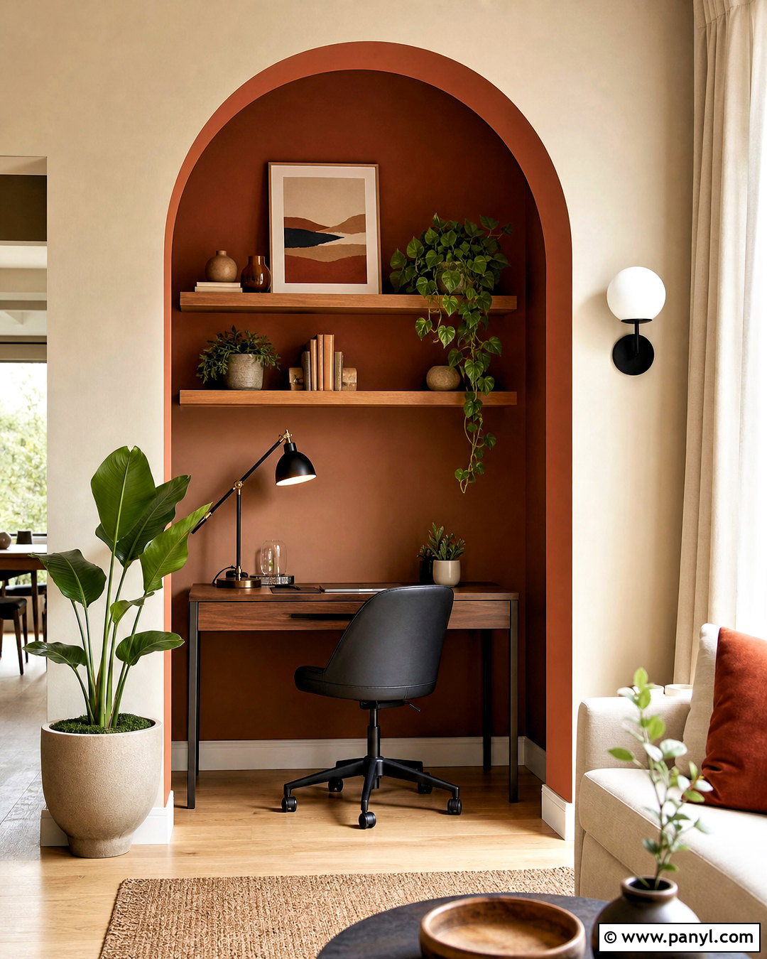 Rust And Sand Painted Wall Arch - 20 two tone wall paint ideas