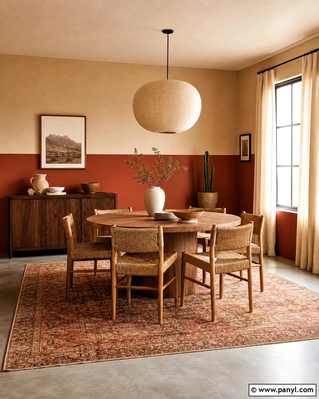 Rust And Sand Two Tone Dining Room Walls - 20 two tone painted walls