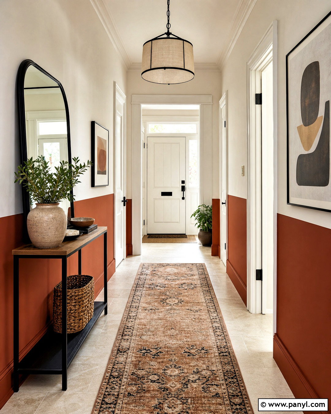 Rust And Warm White Hallway - 20 two tone hallway ideas