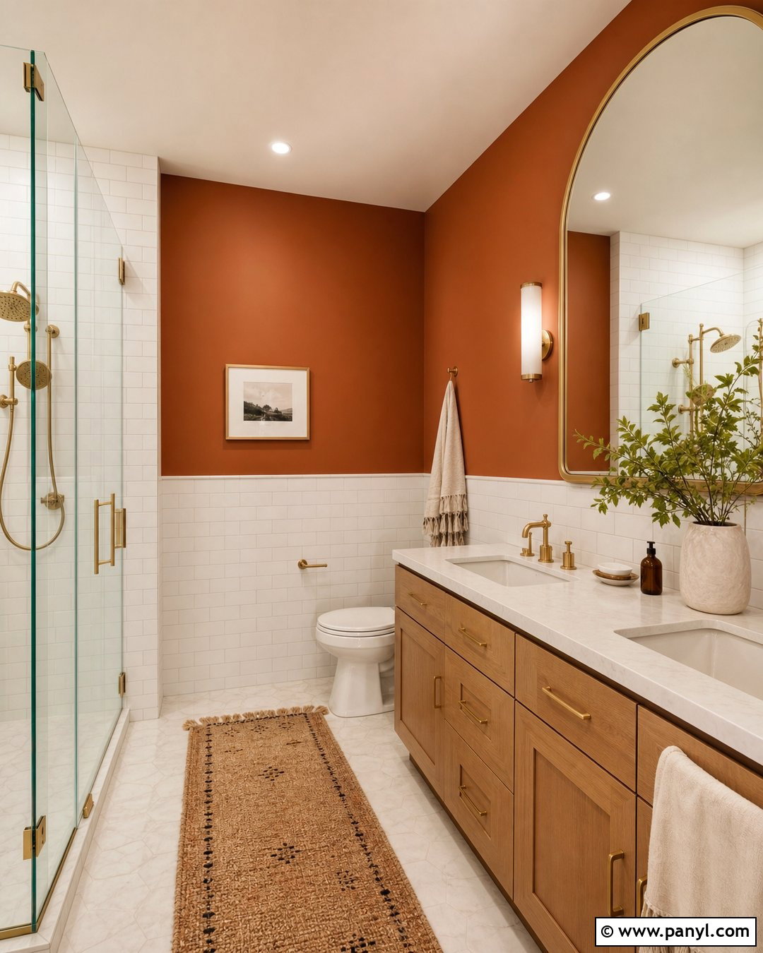 Rust Bathroom With Brass Fixtures - 35 rust wall color ideas
