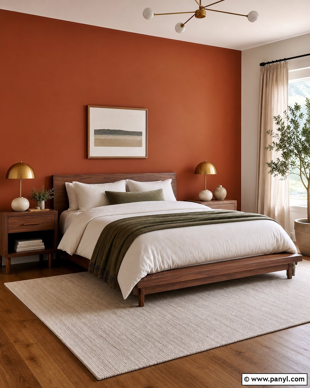 Rust Bedroom With Walnut Furniture - 35 rust wall color ideas