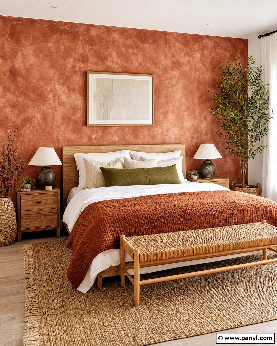 Rust Boho Lime Wash Accent Wall - 20 lime wash accent wall ideas
