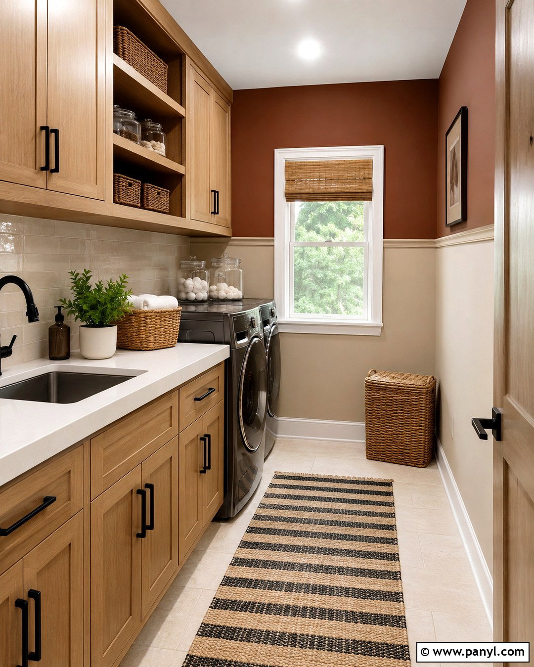Rust Brown And Sand Laundry Room Walls - 20 Two Tone Walls Dark On Top Ideas