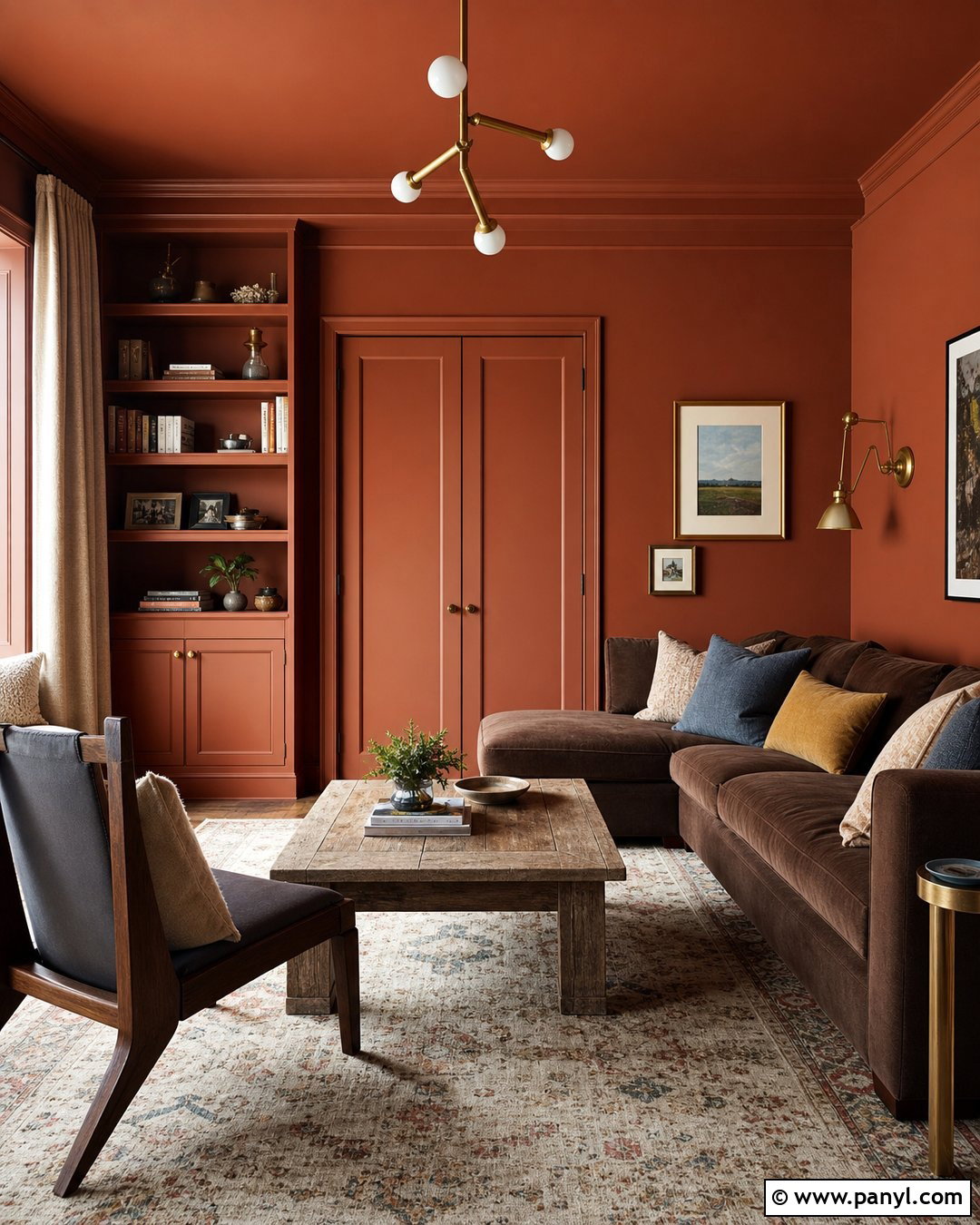 Rust Color Drenched Room - 35 rust wall color ideas