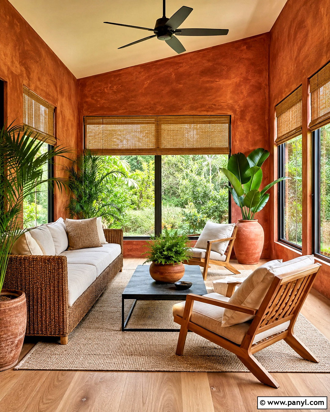 Rust Color Washed Walls In A Sunroom - 20 color washing walls