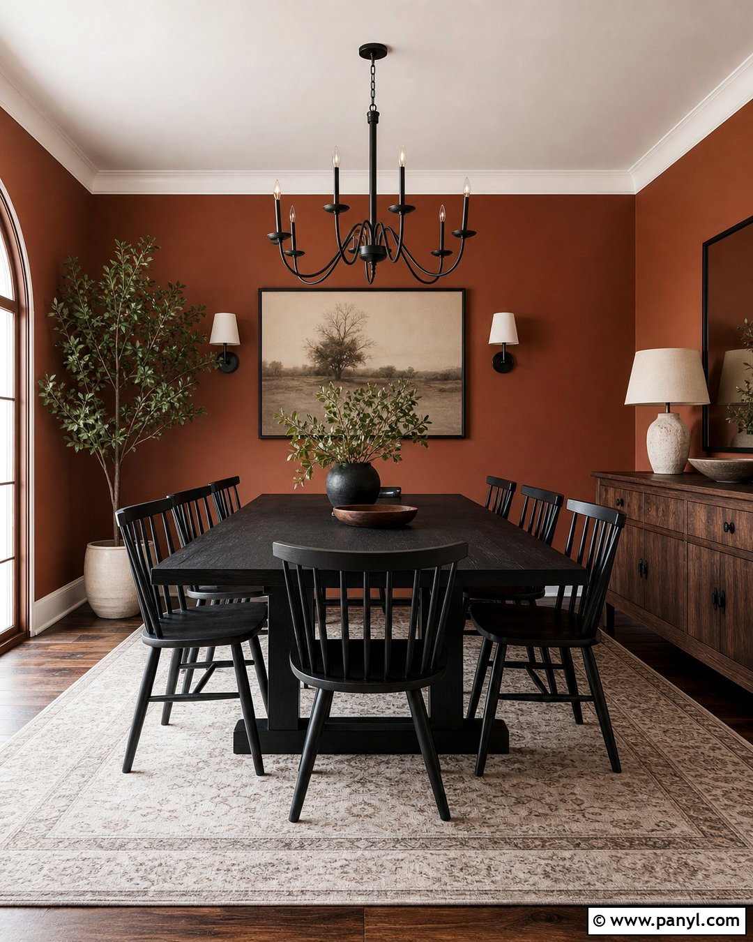 Rust Dining Room With Black Accents - 35 rust wall color ideas