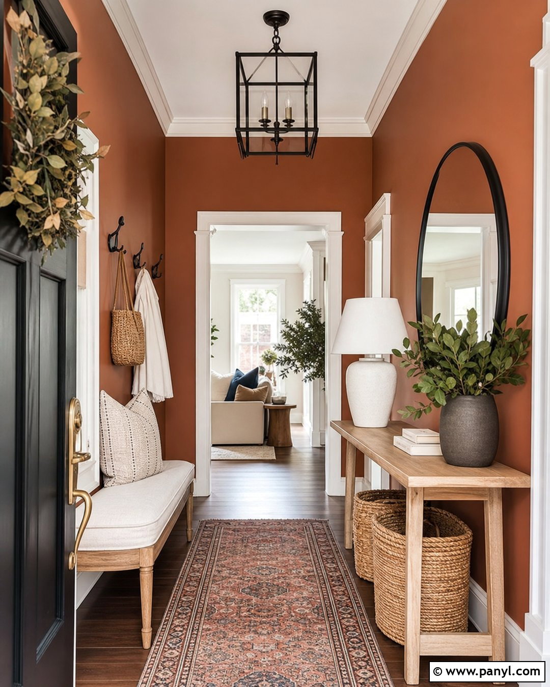Rust Entryway With White Trim - 35 rust wall color ideas