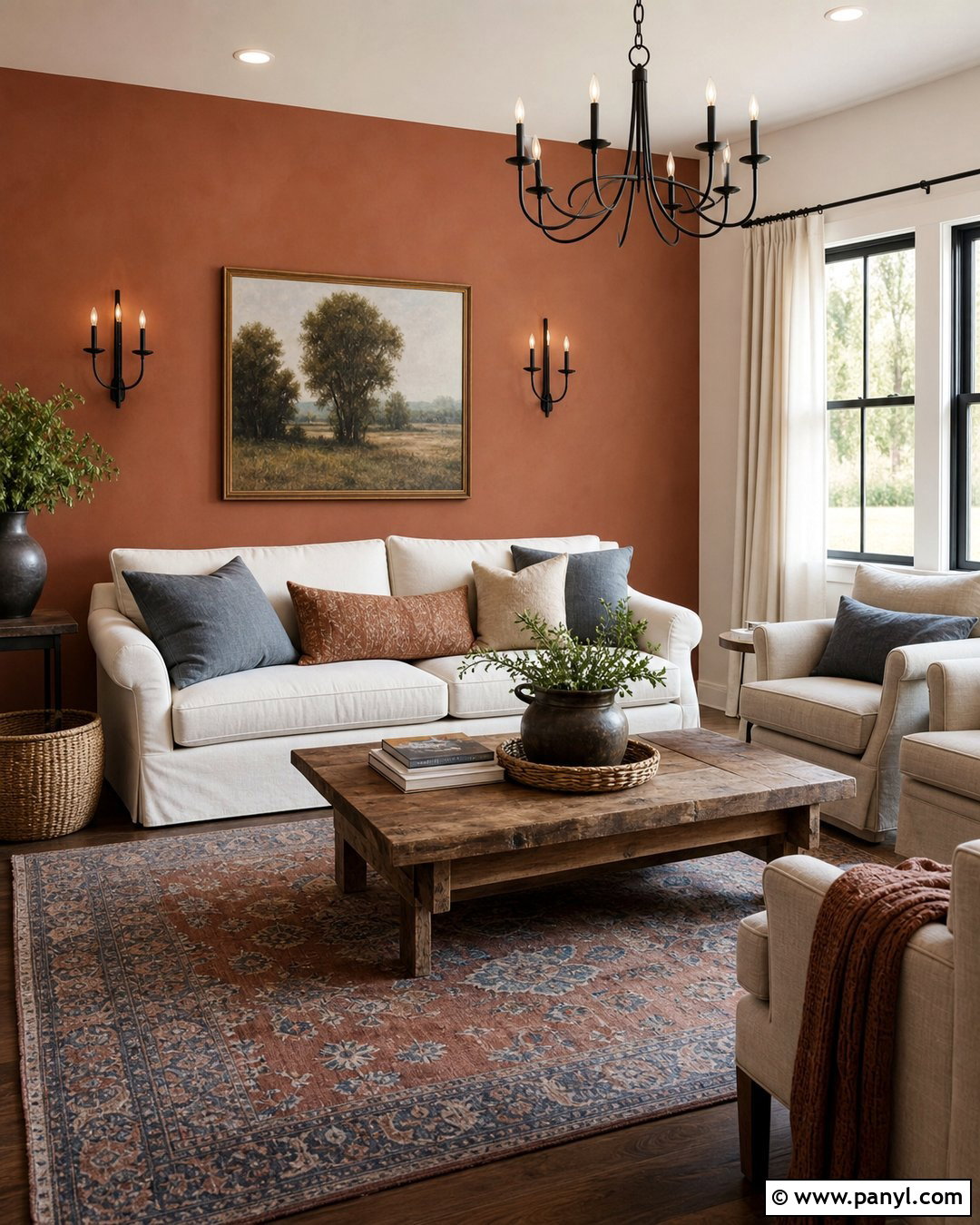 Rust Farmhouse Living Room Accent Wall - 30 Rust Accent Wall Ideas