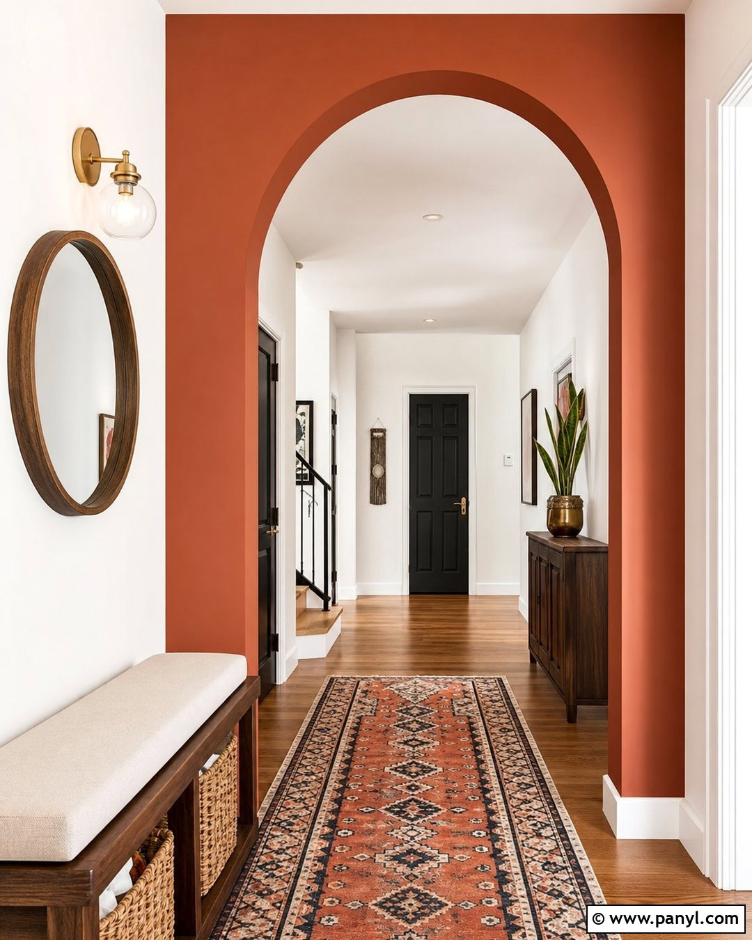 Rust Hallway Arch Accent Wall - 30 Rust Accent Wall Ideas