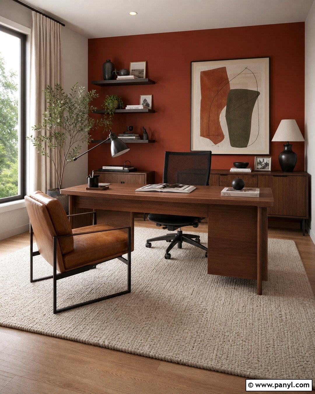 Rust Home Office Accent Wall - 30 Rust Accent Wall Ideas
