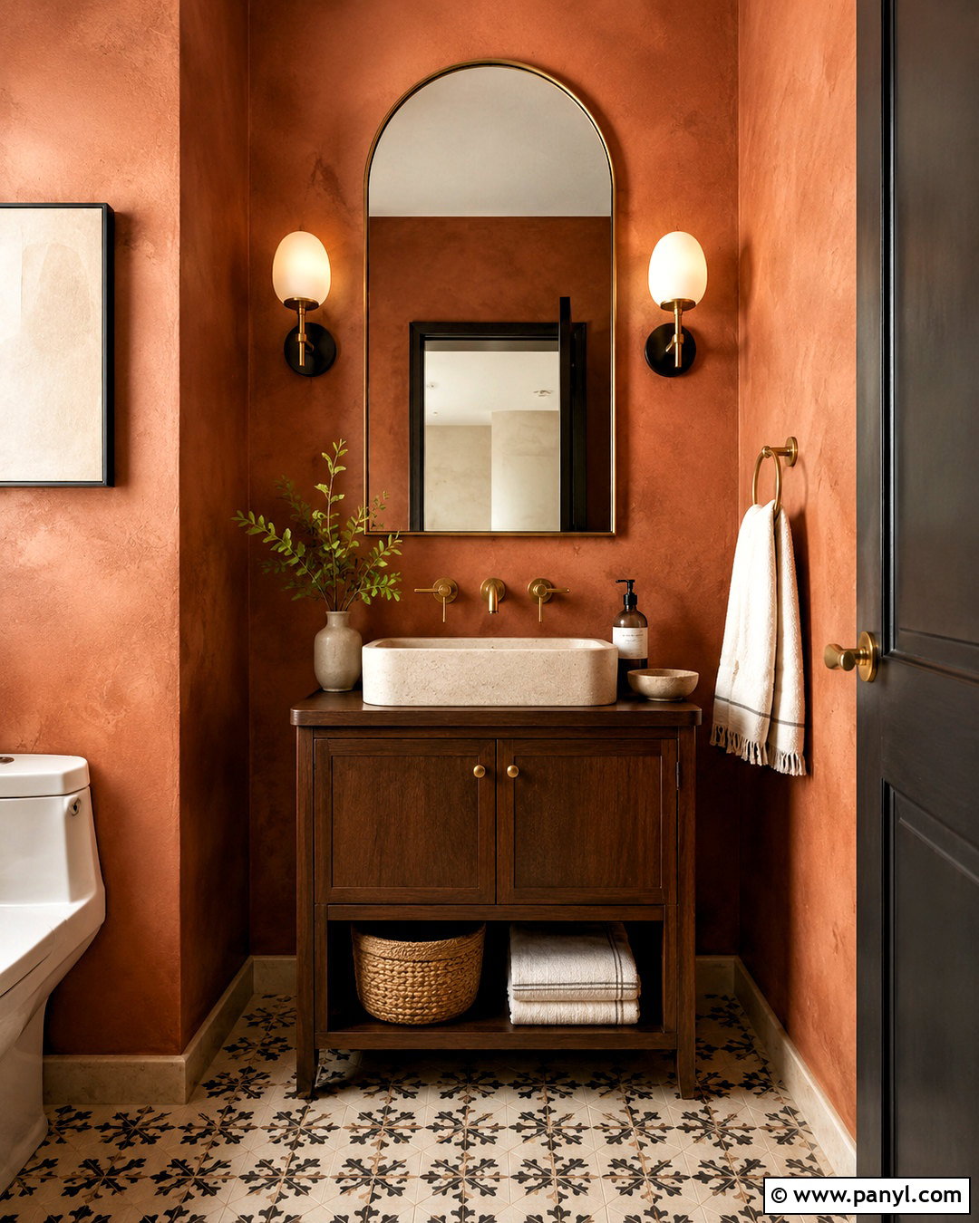 Rust Lime Plaster Powder Room - 20 lime plaster walls