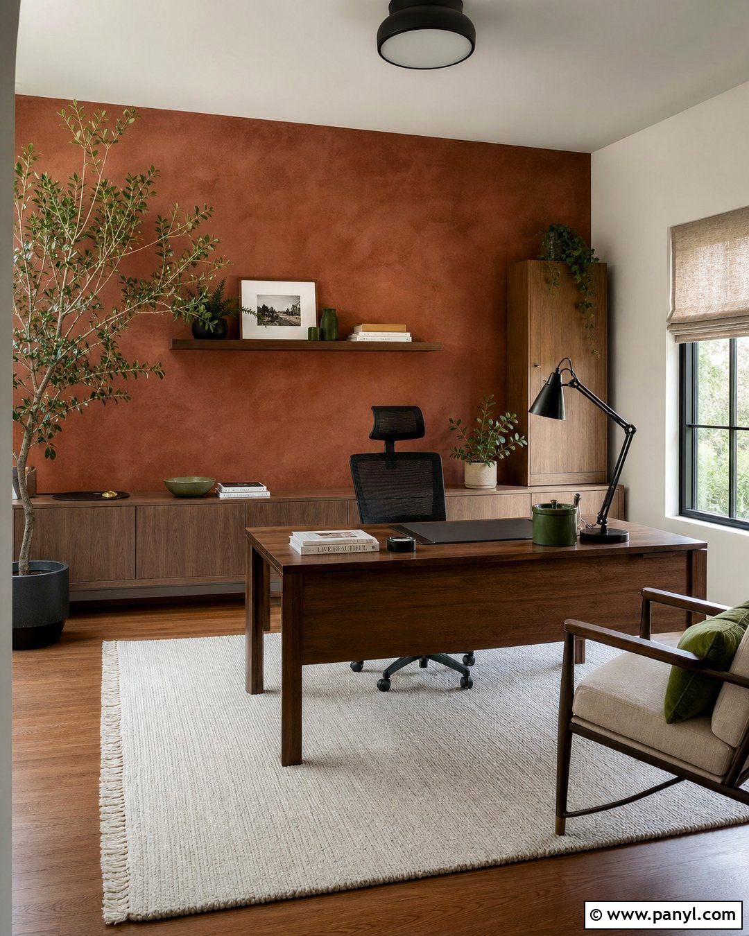 Rust Limewash Home Office Wall - 35 limewash accent wall ideas