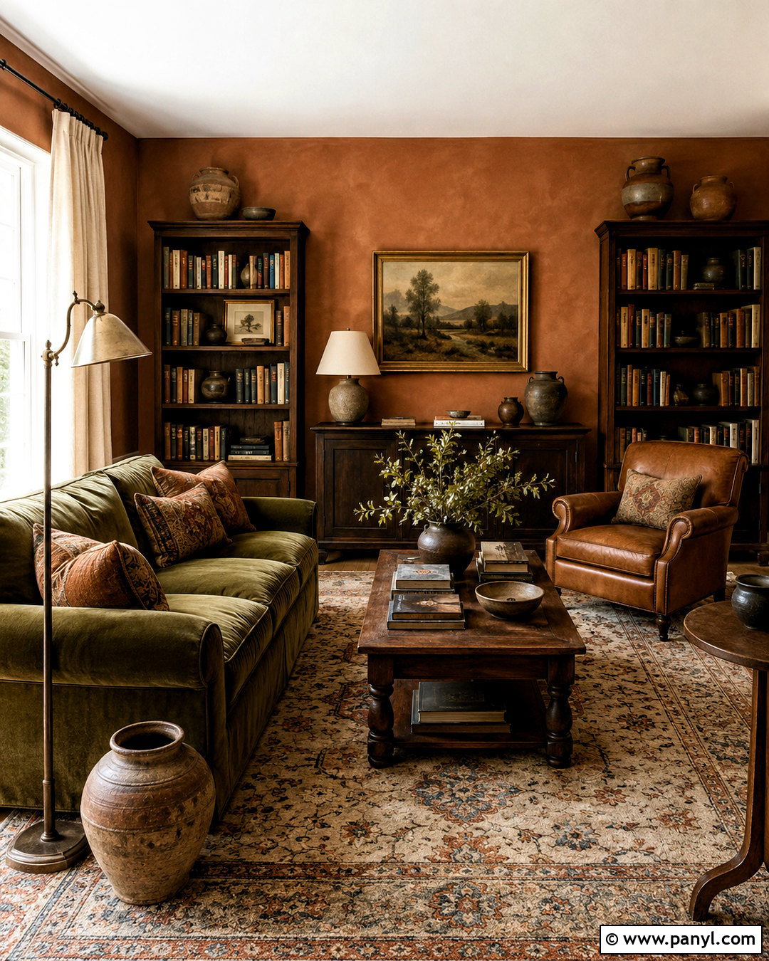 Rust Limewash Reading Room - 20 limewash paint texture ideas