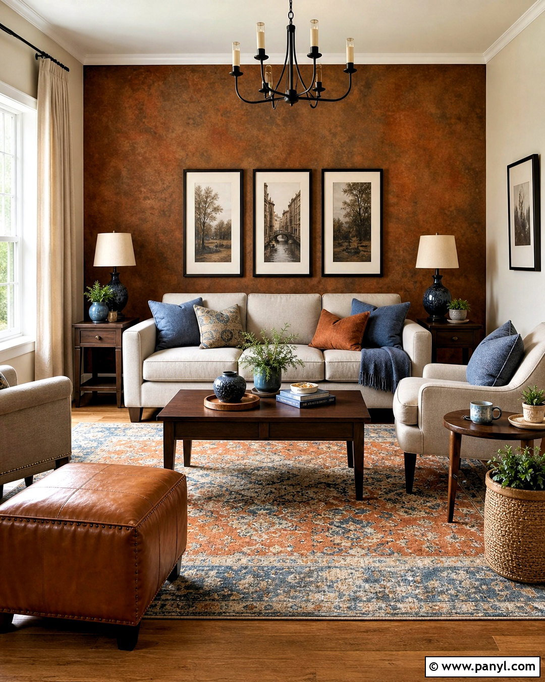 Rust Living Room Accent Wall - 20 accent color walls in living room ideas