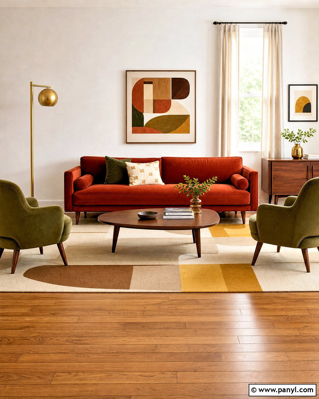 Rust Living Room With Midcentury Furniture - 20 rust living room ideas