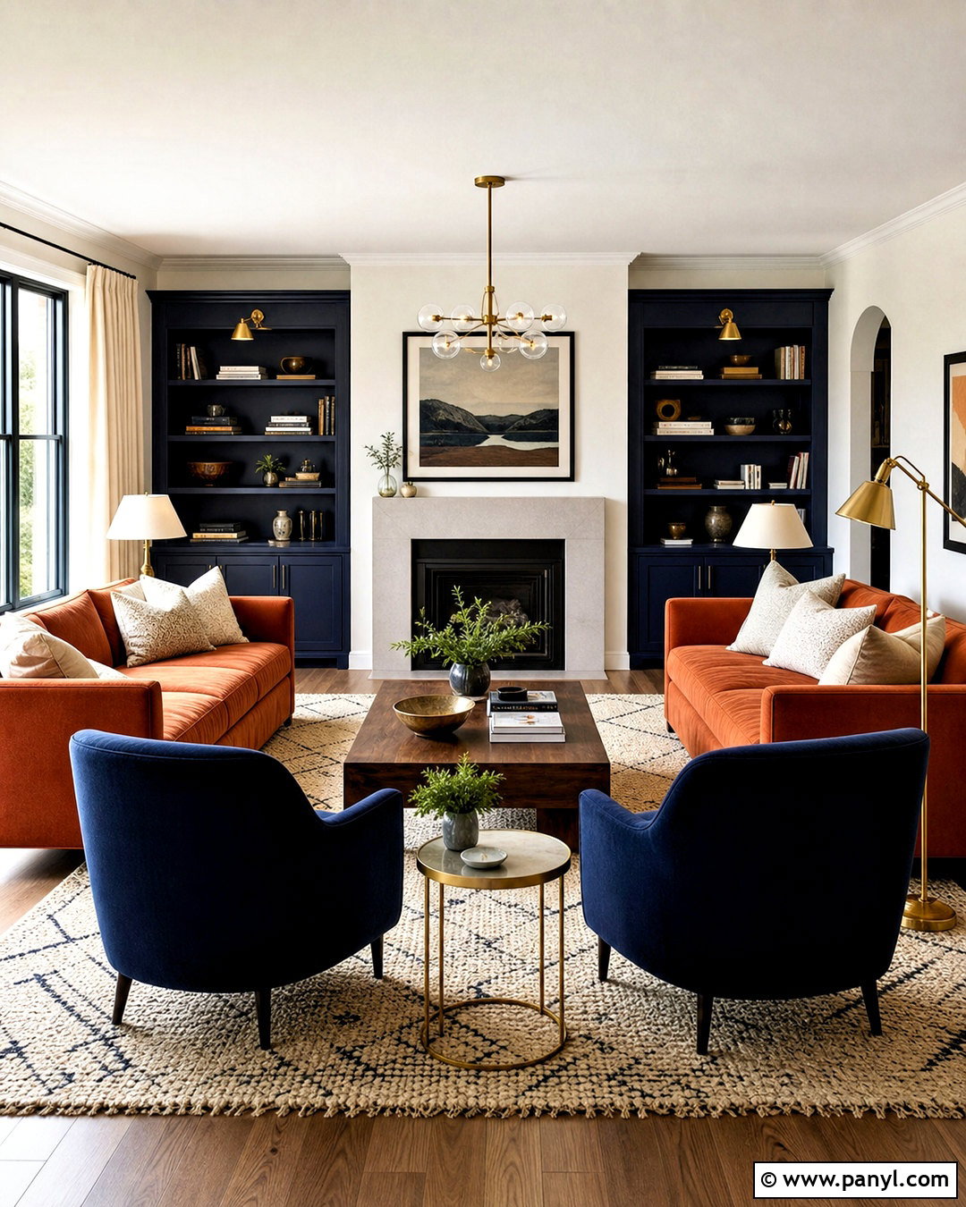 Rust Living Room With Navy Blue - 20 rust living room ideas