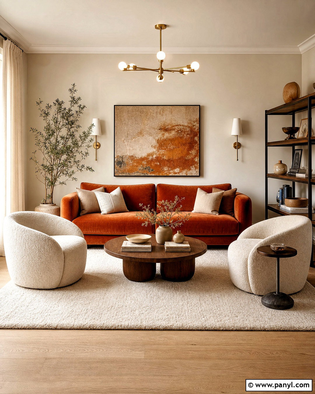 Rust Living Room With Velvet Sofa - 20 rust living room ideas