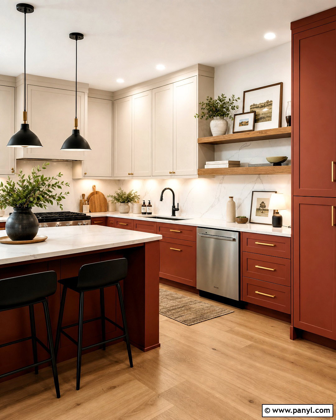 Rust Lower Cabinets - 20 rust kitchen ideas