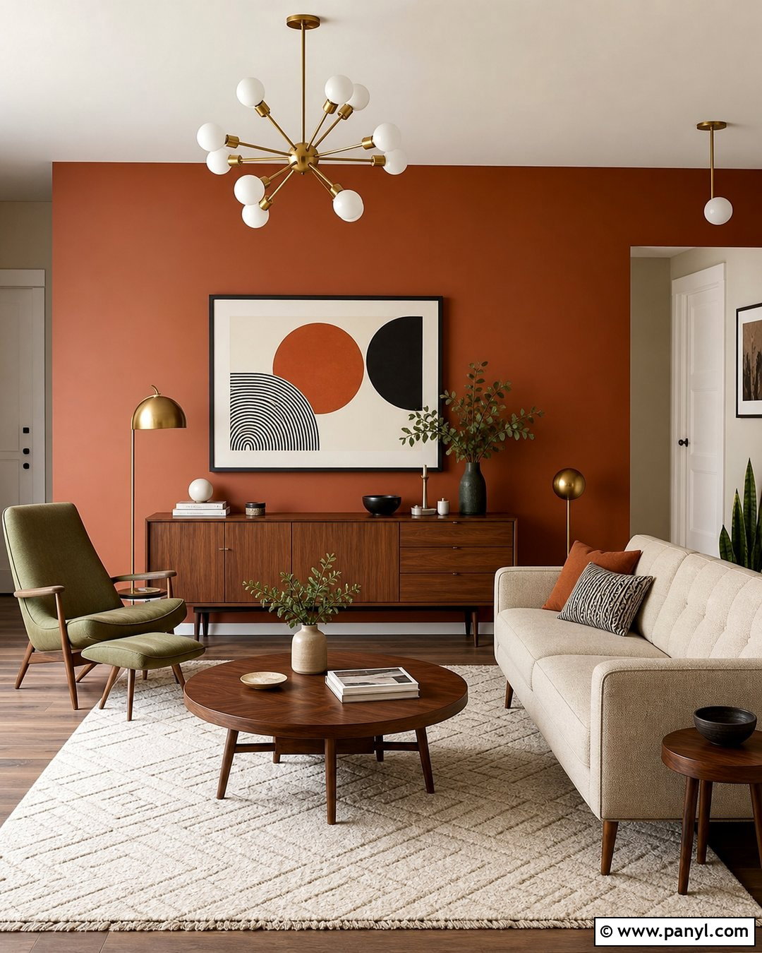 Rust Midcentury Modern Accent Wall - 30 Rust Accent Wall Ideas