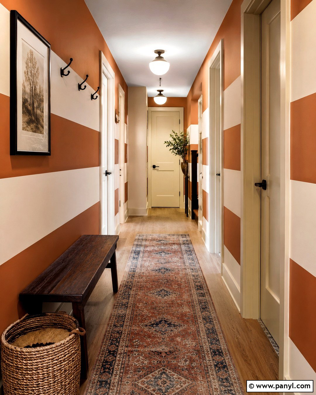 Rust Orange And Cream Striped Wall - 20 Striped Wall Paint Colors