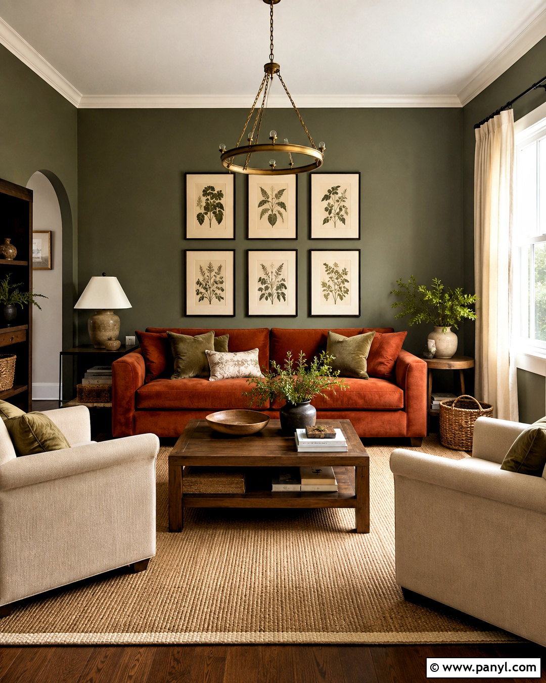 Rust Orange And Deep Green Drawing Room - 20 drawing room colour combinations
