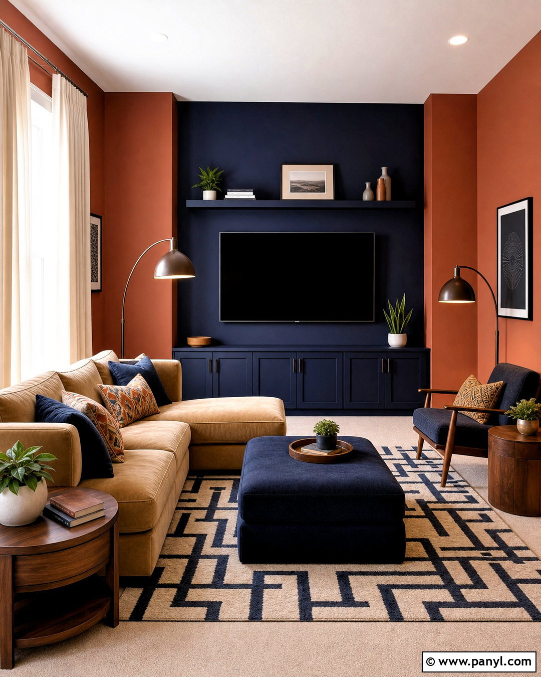 Rust Orange And Deep Navy Two Color Walls - 20 two color wall ideas paint ideas