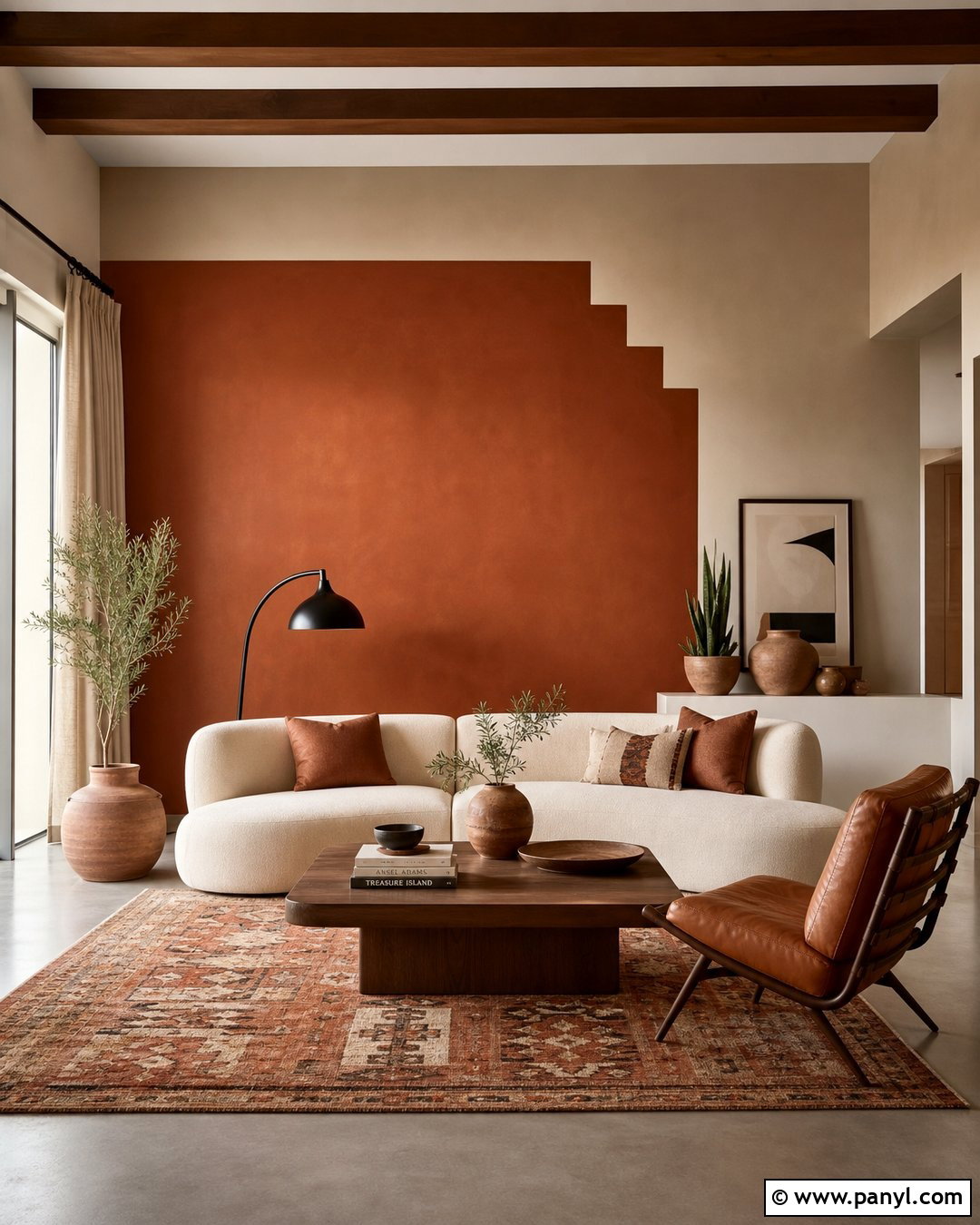 Rust Orange And Sand Two Color Wall - 25 2 Color Wall ideas