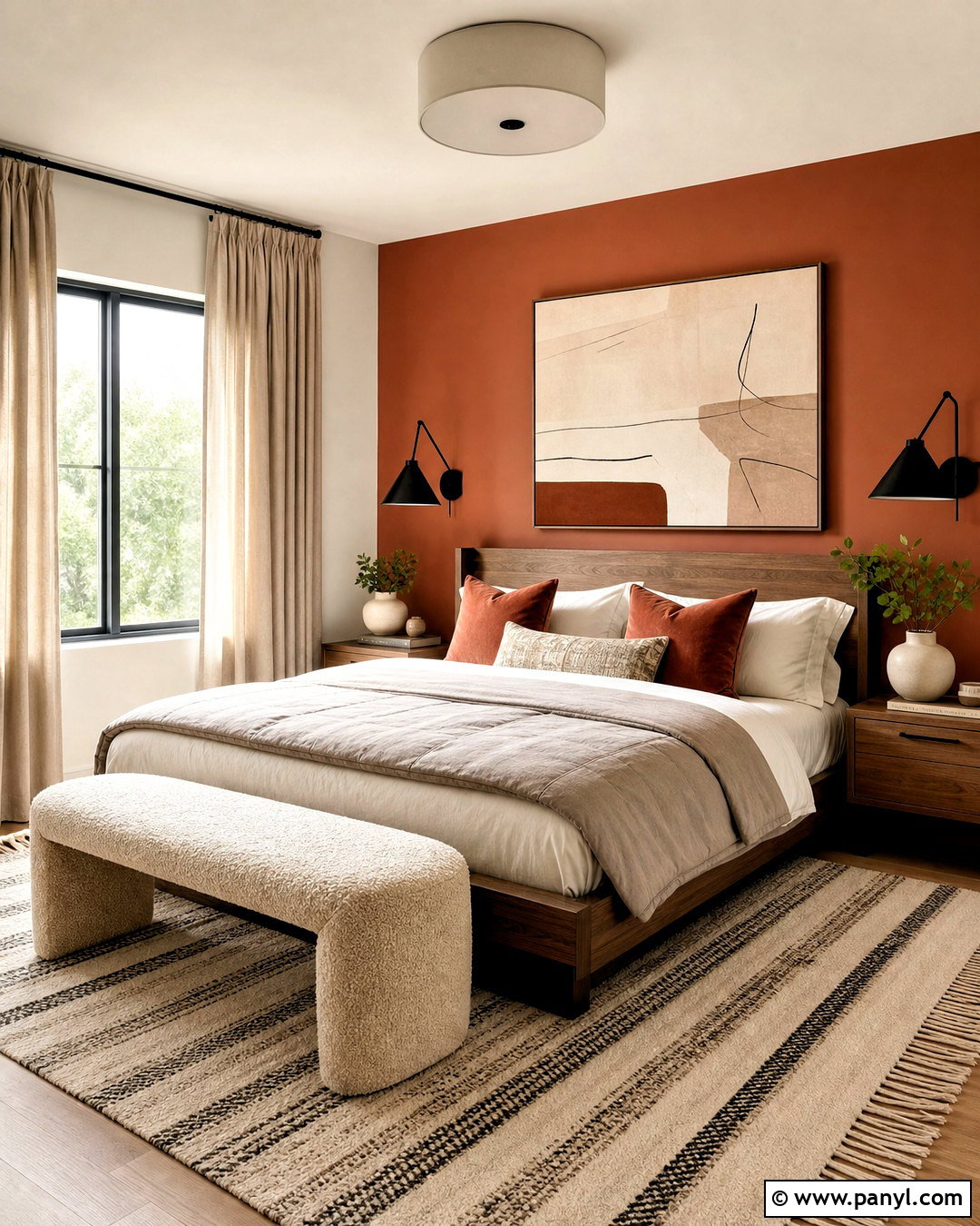 Rust Orange Bedroom Accent Wall - 20 accent color bedroom wall ideas