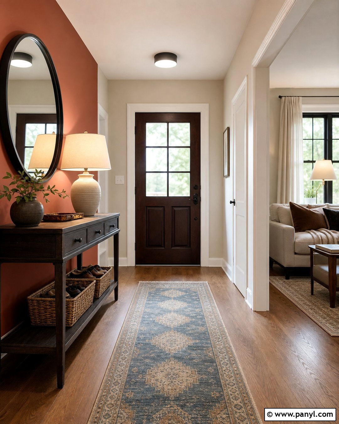 Rust Orange Entryway Accent Wall - 25 Wall Accent Paint Ideas