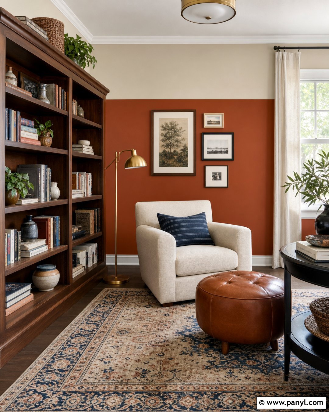 Rust Orange Half Wall With Sand Beige - 25 Half Wall Color Ideas